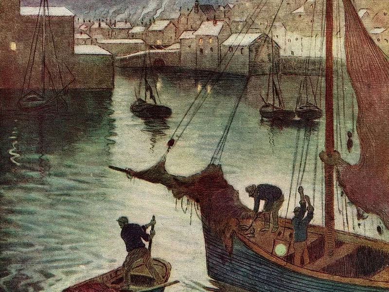 1862-Edward Frederick Ertz - Il porto, Polperro, Cornovaglia